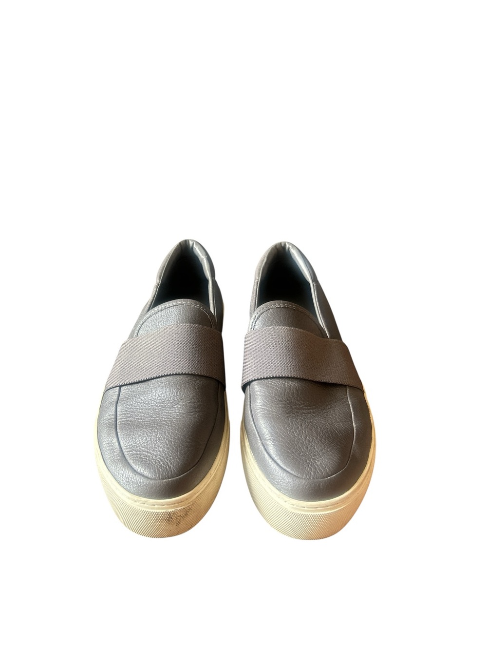 UGG Women's Gray Slip-On Leather Flats with Elastic Band